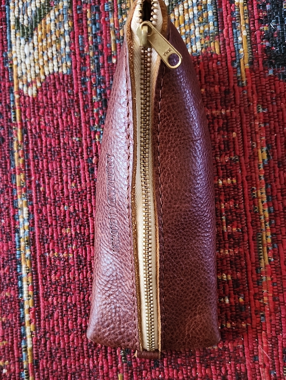 Portland Leather Brown Leather Zip Pouch